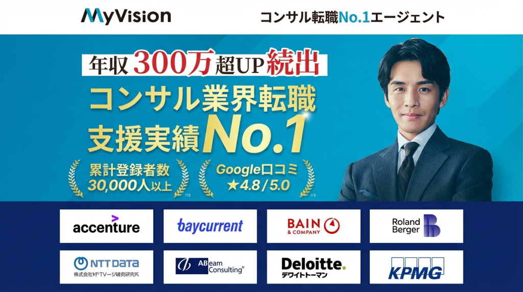20~30代のハイキャリア転職を目指すならMyVision/マイビジョンに相談しに関する図解